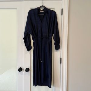 Tory Burch Striped satin drawstring dress —worn 2 times!